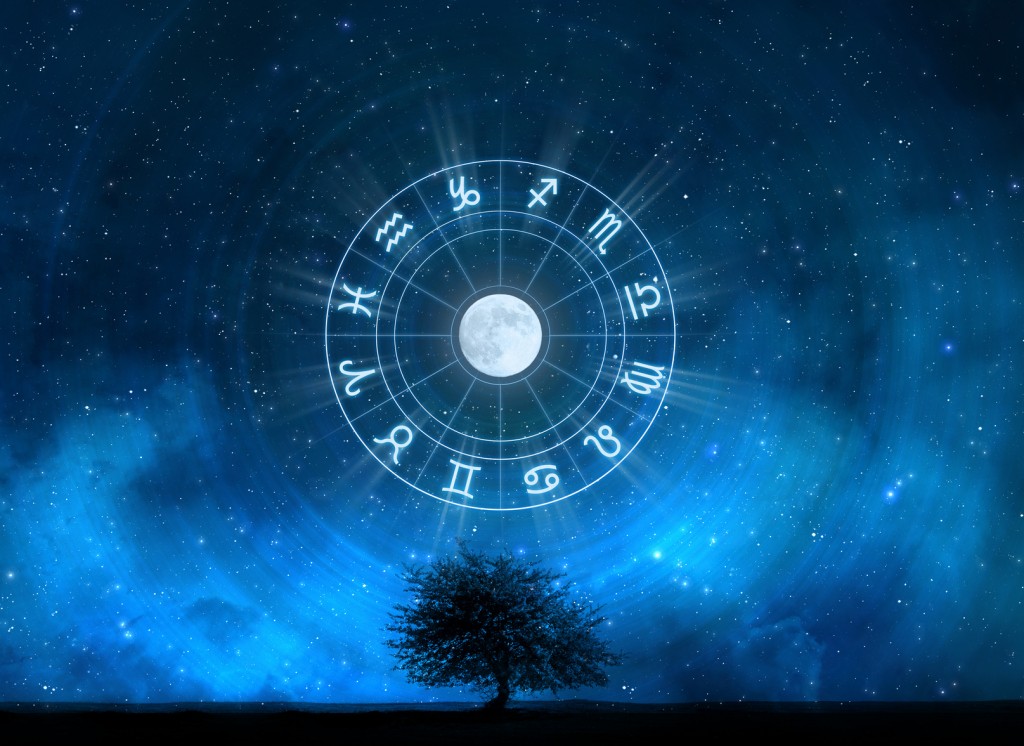 Zodiac Signs Horoscope with the tree of life and universe